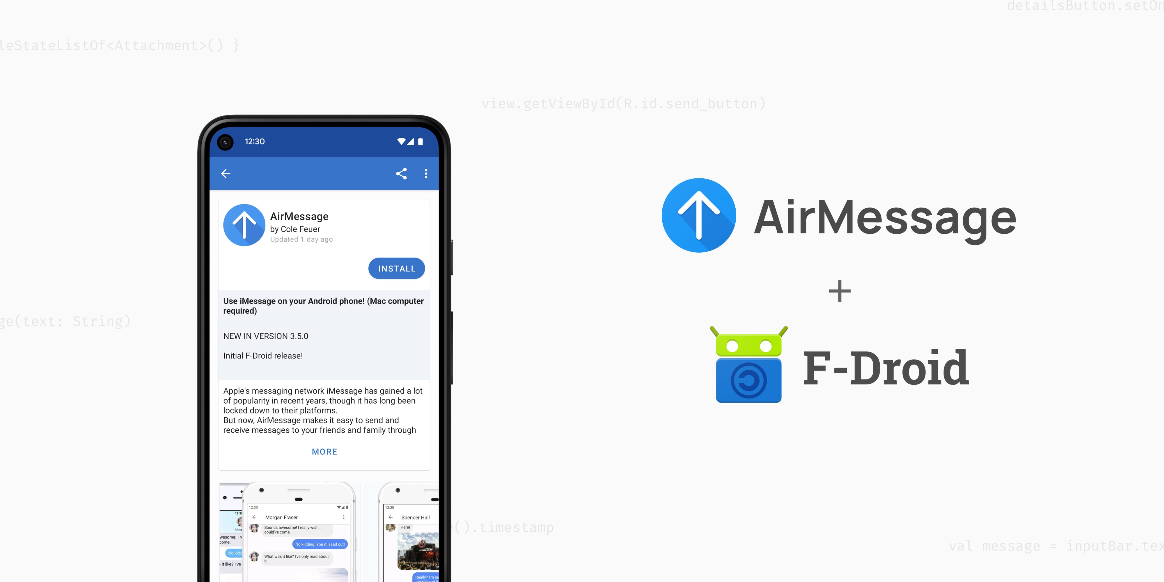 AirMessage's store listing on F-Droid