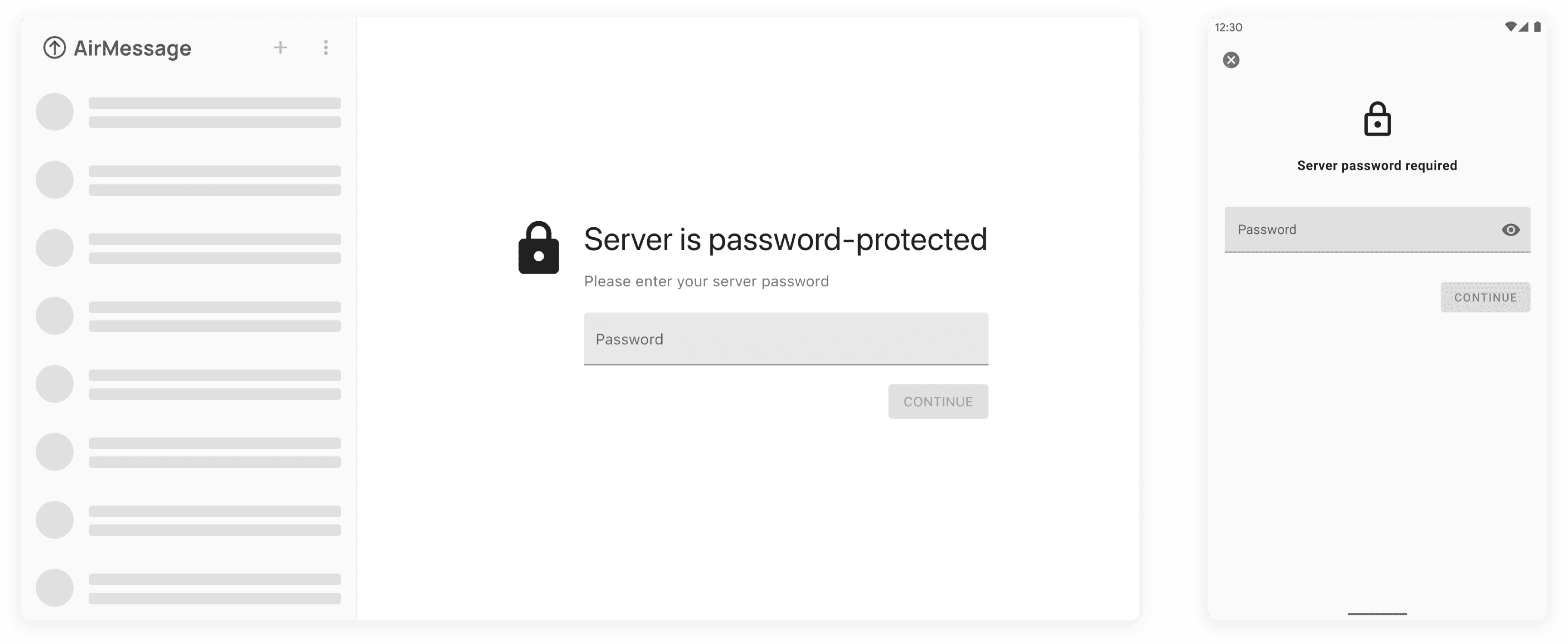 AirMessage prompting the user for an end-to-end encryption password