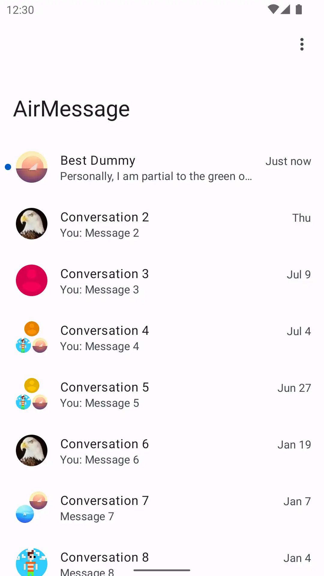 AirMessage's new redesigned conversation list
